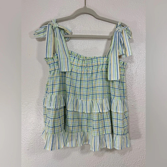 Entro Tiered Smocked Tie Straps Blouse Women’s Large Sleeveless Summer Spring - Picture 1 of 11